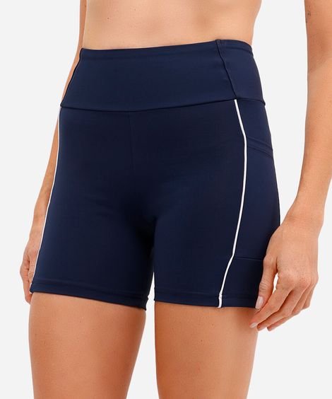 bermuda feminina esportiva com nervura azul