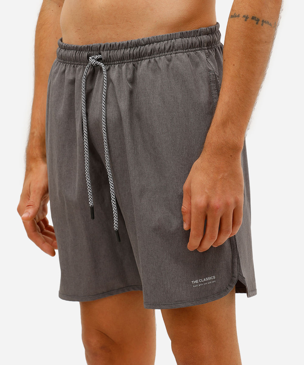 short masculino cós elástico cinza