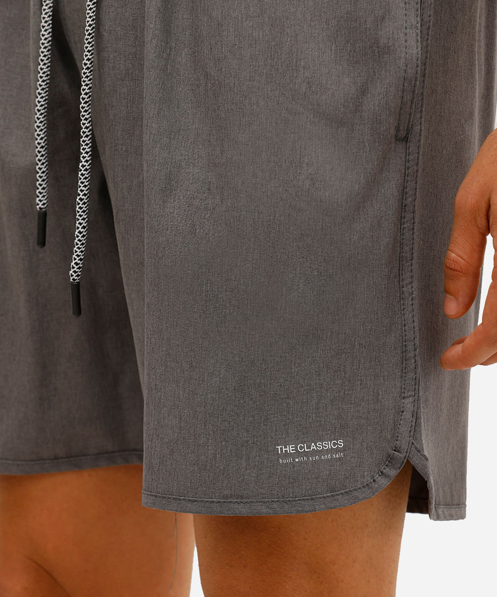 short masculino cós elástico cinza