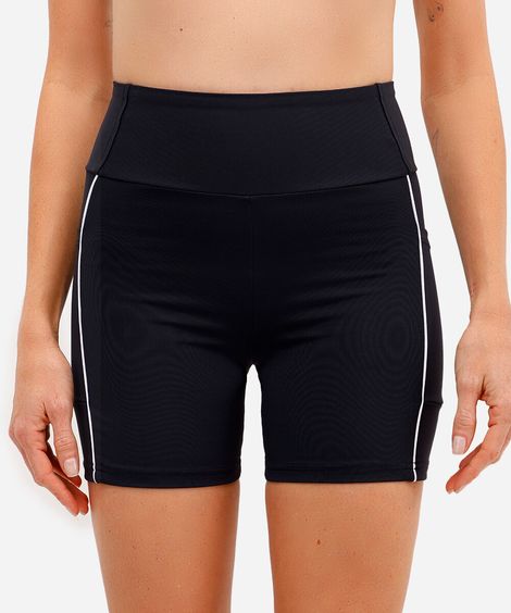 bermuda feminina esportiva com nervura preta