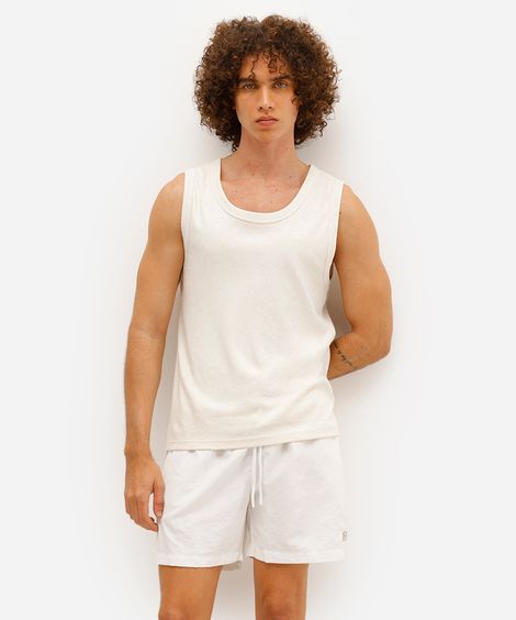 short cós elástico com cordão bege - off white