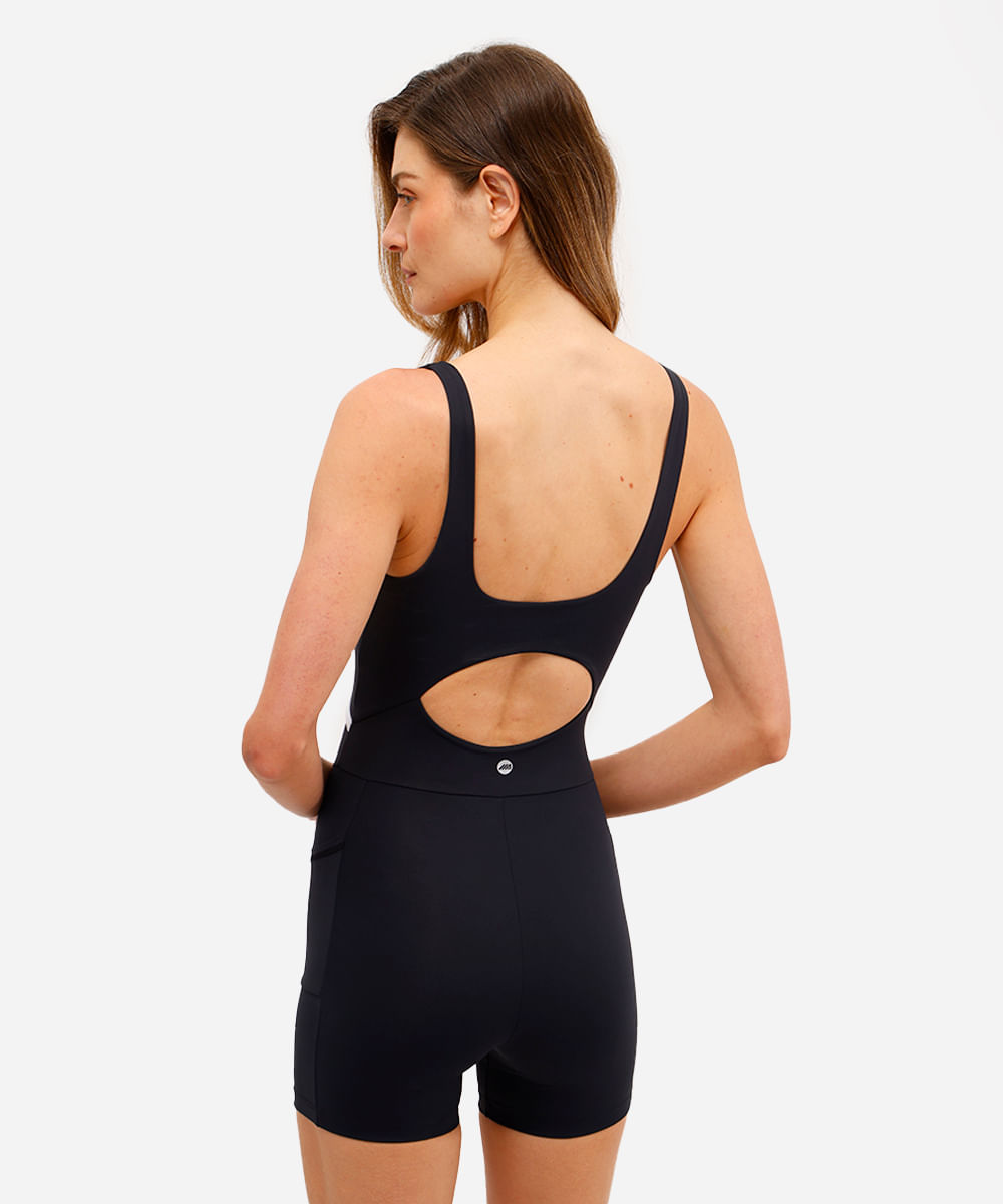 macaquinho feminino esportivo ace de poliamida com recorte preto