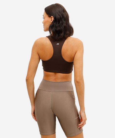 top feminino de poliamida bojo removível nadador esportivo ace marrom