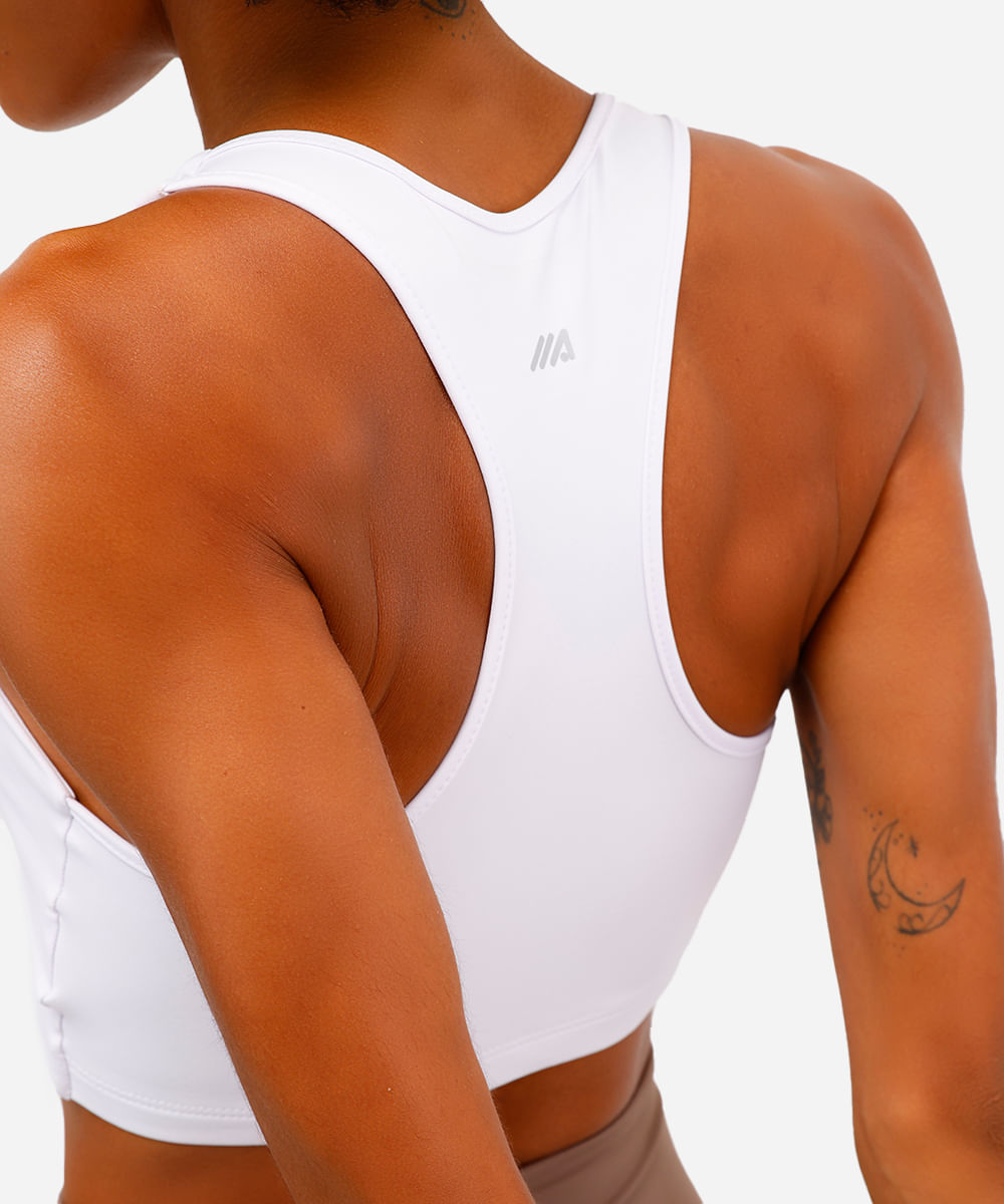 top de poliamida bojo removível nadador esportivo branco