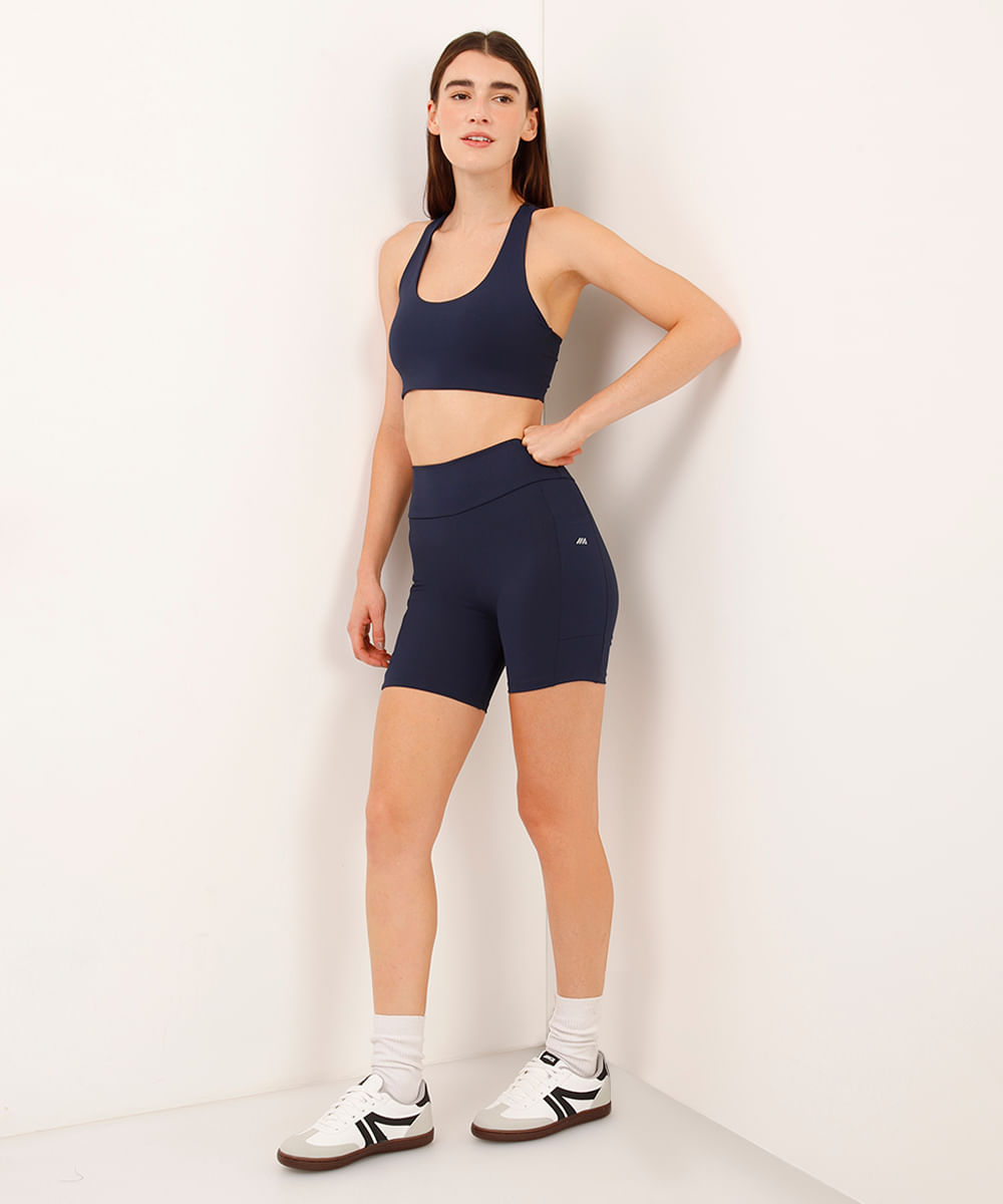 top de poliamida bojo removível nadador esportivo azul