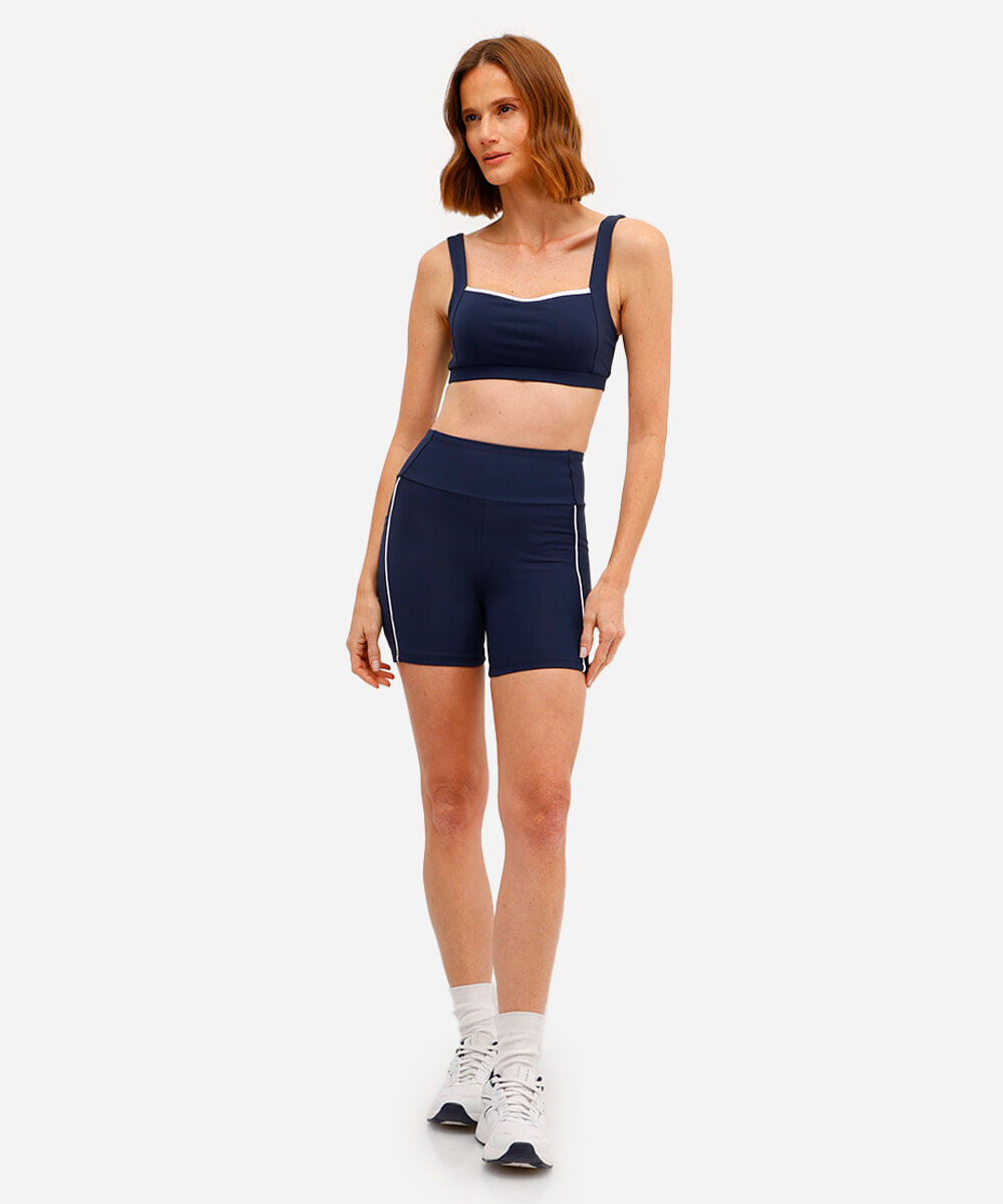 top feminino esportivo decote quadrado azul