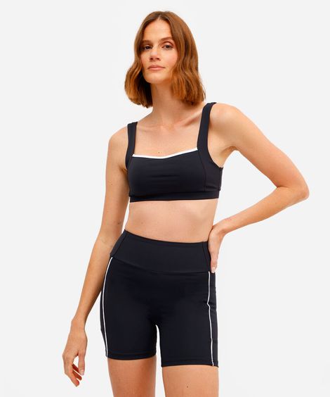 top feminino esportivo decote quadrado preto