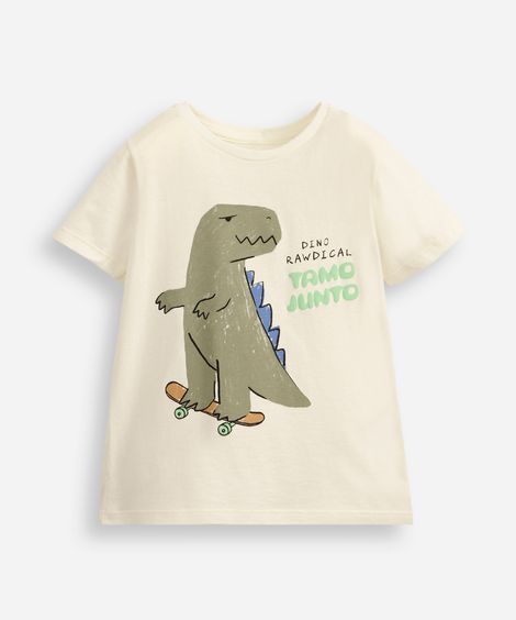 camiseta infantil de algodão dino tamo junto verde