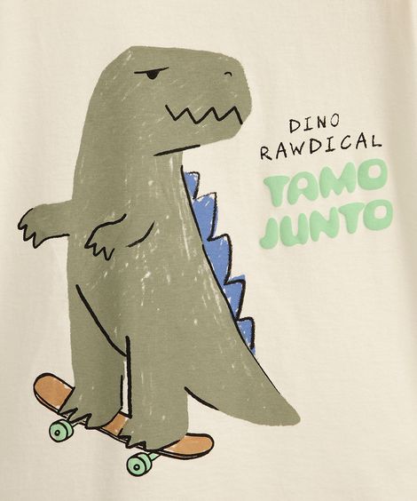 camiseta infantil de algodão dino tamo junto verde