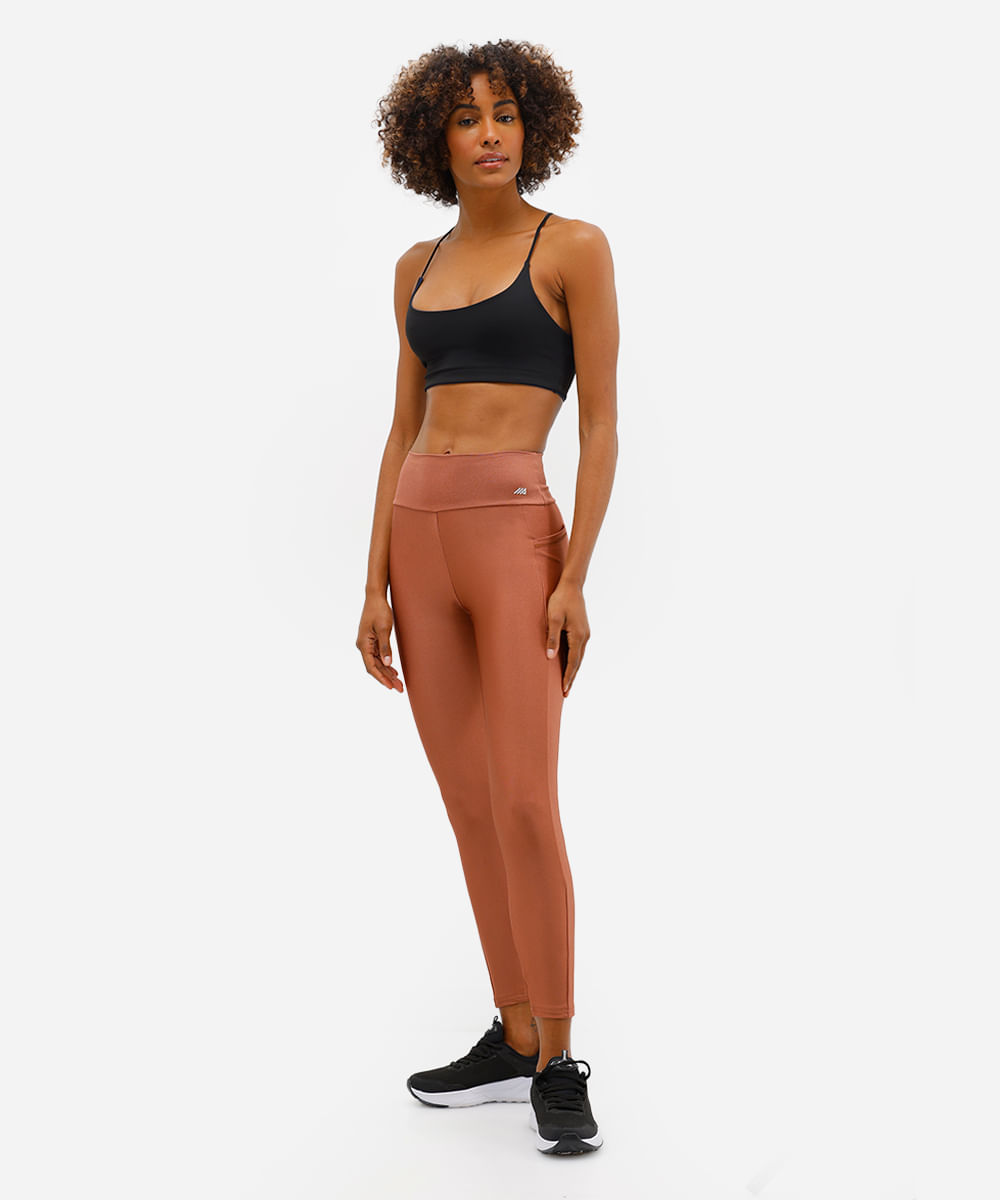calça legging cintura alta com bolso esportiva ace bronze
