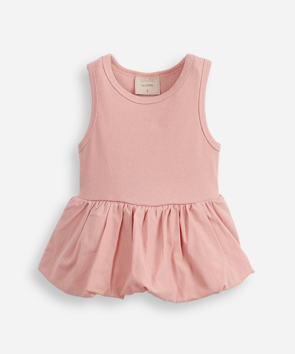 blusa balonê infantil de algodão rosa