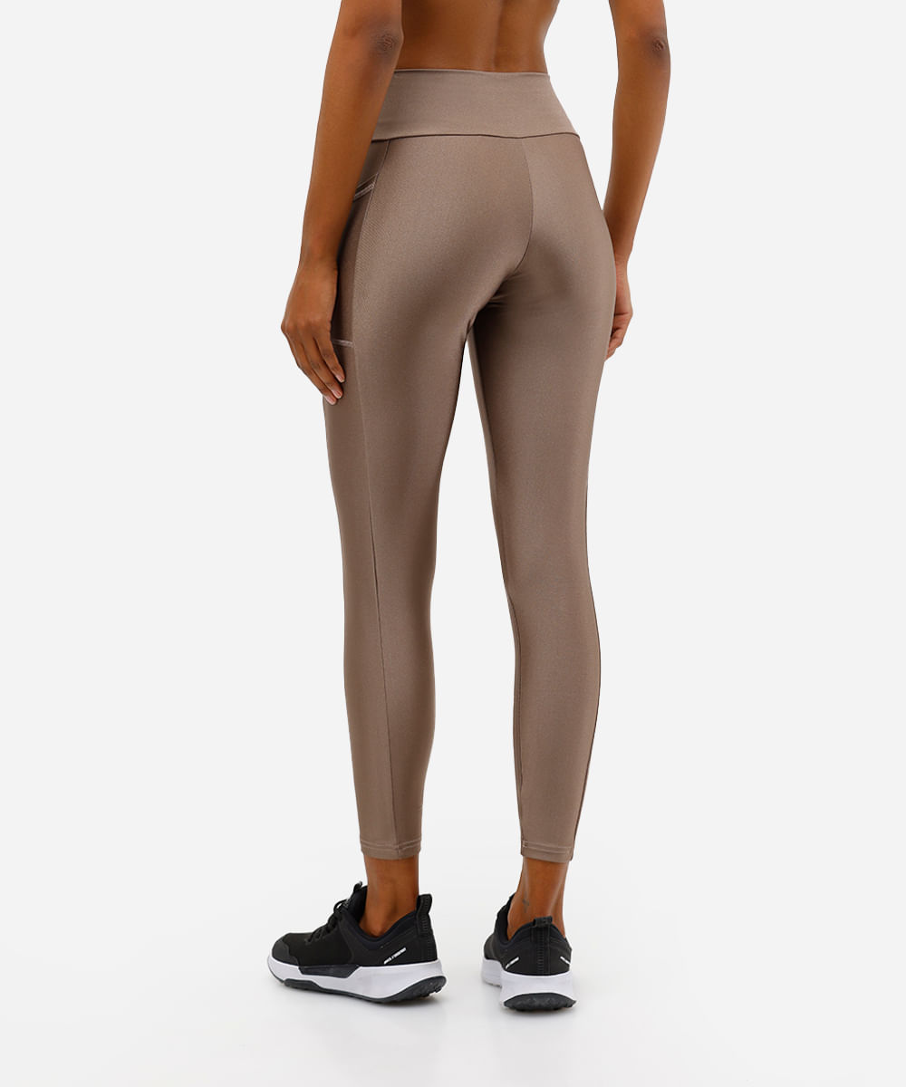 calça legging cintura alta com bolso esportiva ace marrom