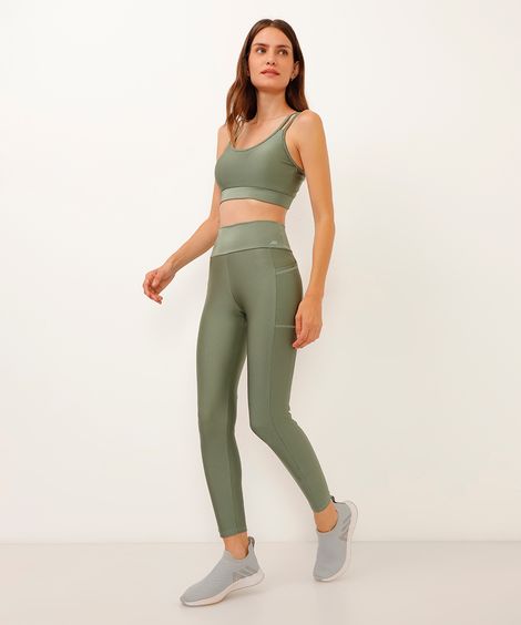 calça legging cintura alta com bolso esportiva ace verde