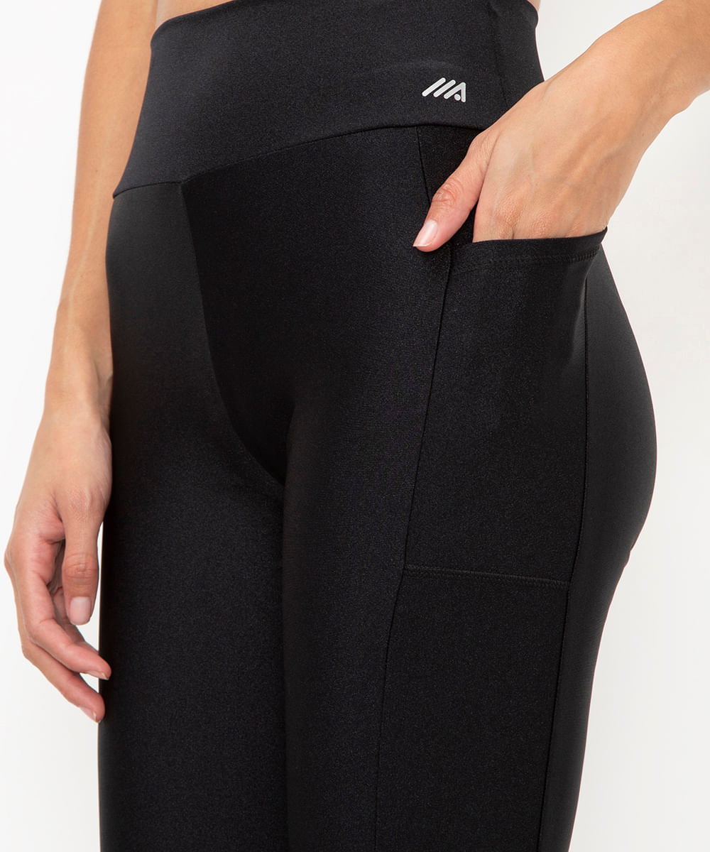 calça legging cintura alta com bolso esportiva ace preta