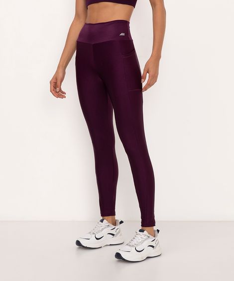 calça legging cintura alta com bolso esportiva ace roxa