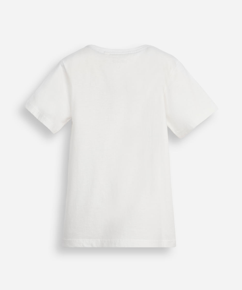 camiseta infantil de algodão com bolso ursinho off white