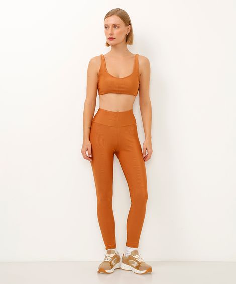 calça legging básica cós largo texturizada esportiva ace bronze