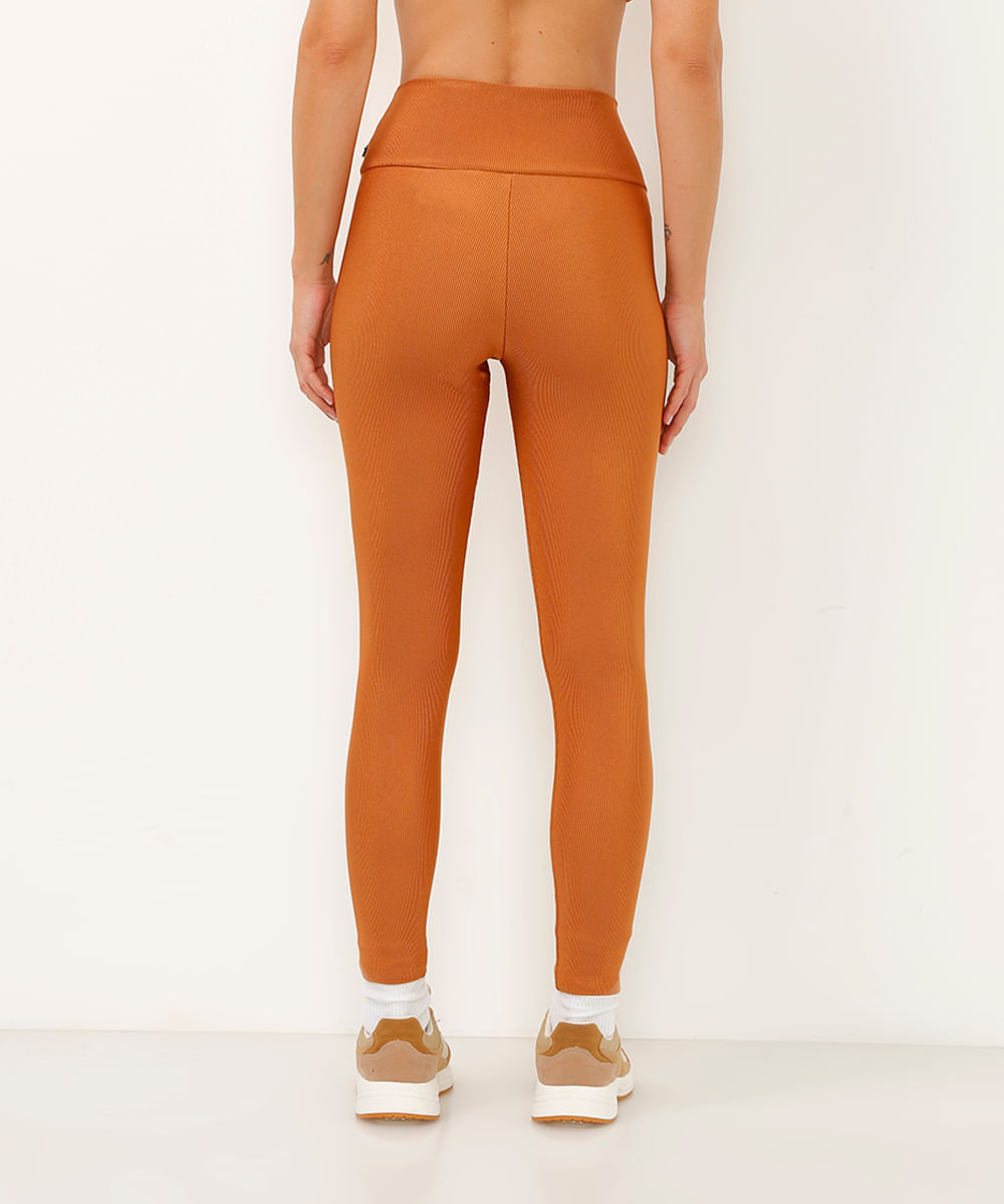 calça legging básica cós largo texturizada esportiva ace bronze