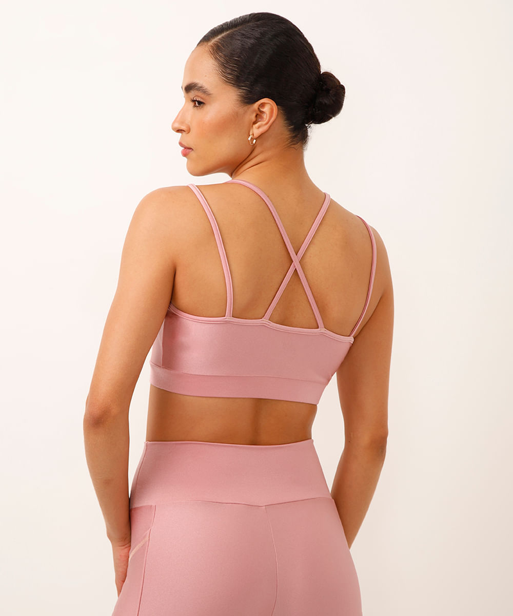 top nadador com bojo esportivo rosa
