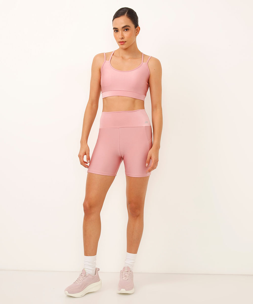 top nadador com bojo esportivo rosa
