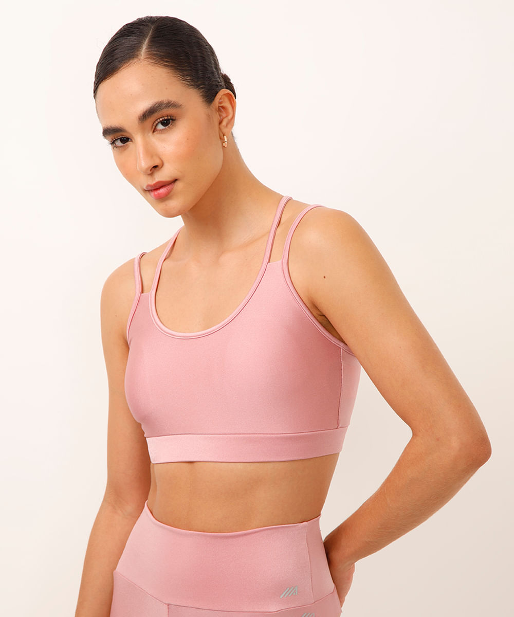top nadador com bojo esportivo rosa