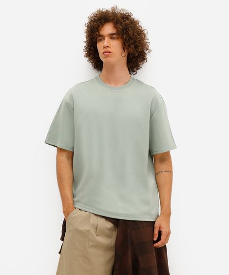 camiseta masculina manga curta com recorte verde