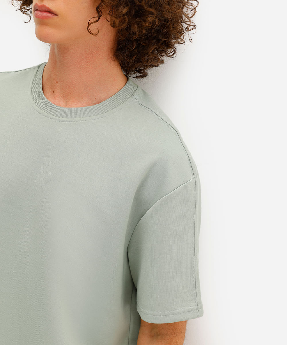 camiseta masculina manga curta com recorte verde