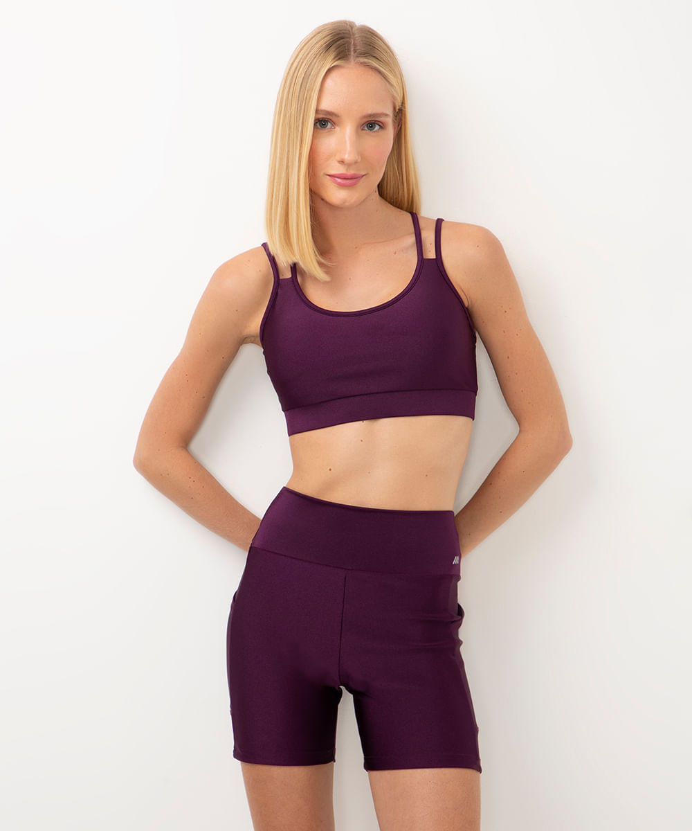 top nadador com bojo esportivo roxo