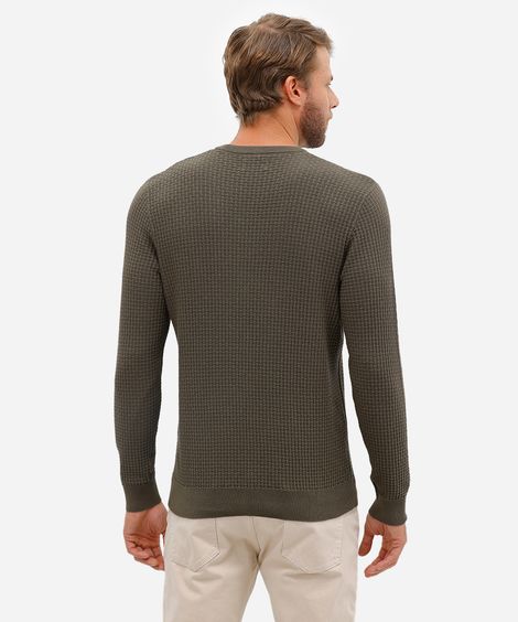 suéter masculino de tricot texturizado verde