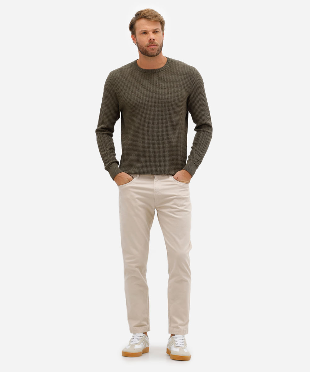 suéter masculino de tricot texturizado verde