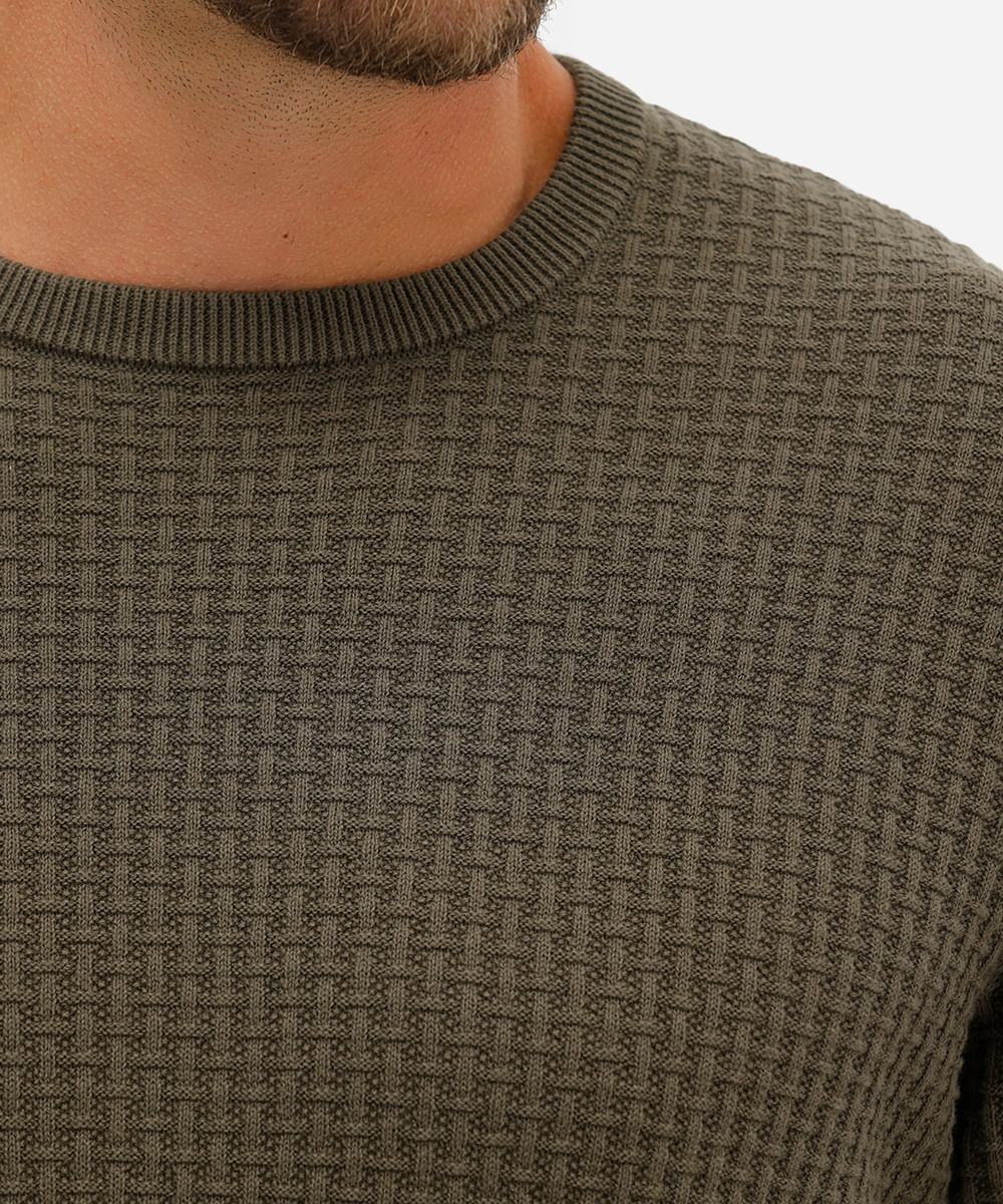suéter masculino de tricot texturizado verde