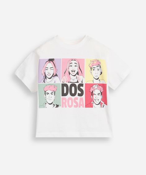 blusa infantil de algodão dos rosa off white