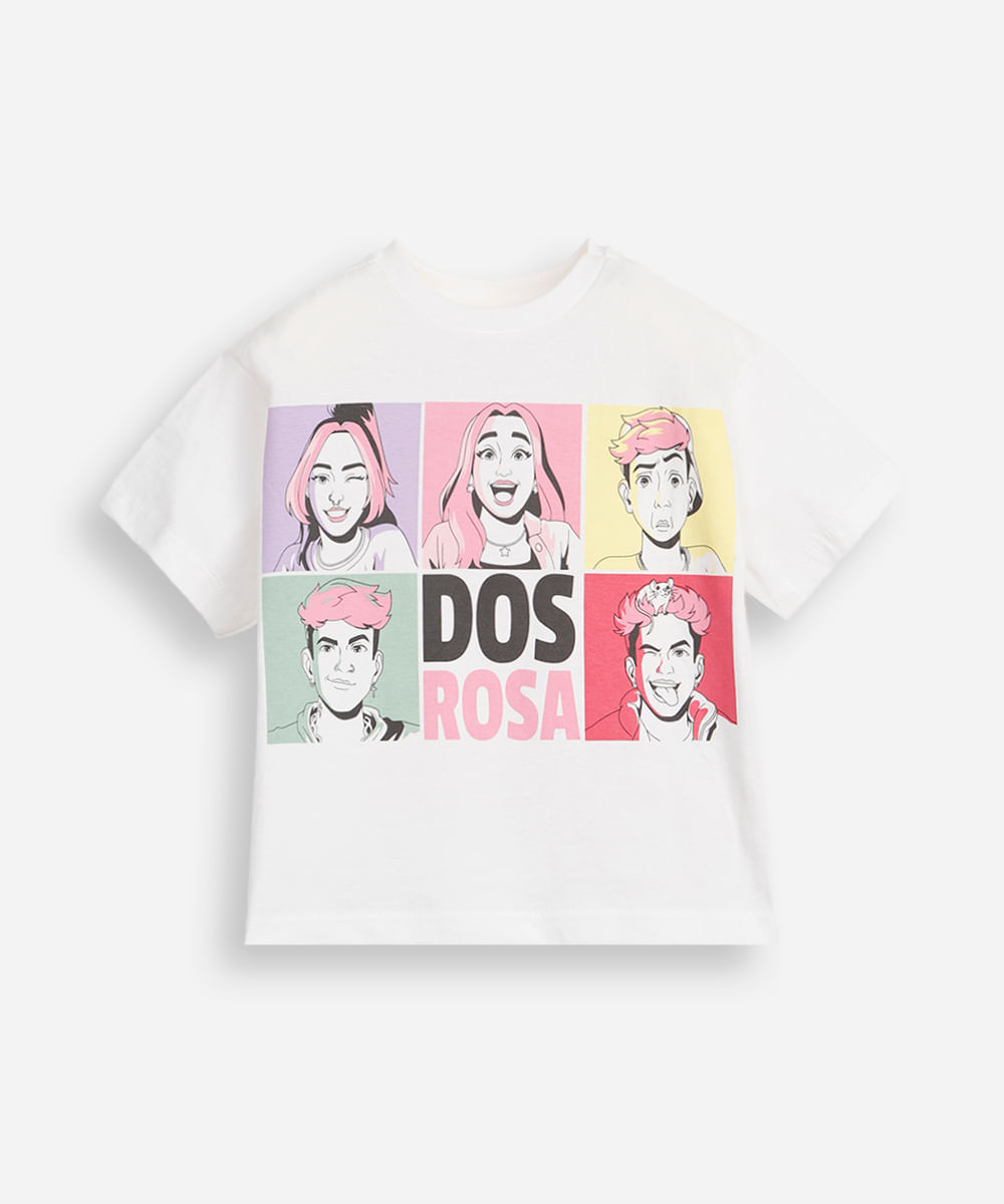 blusa infantil de algodão dos rosa off white