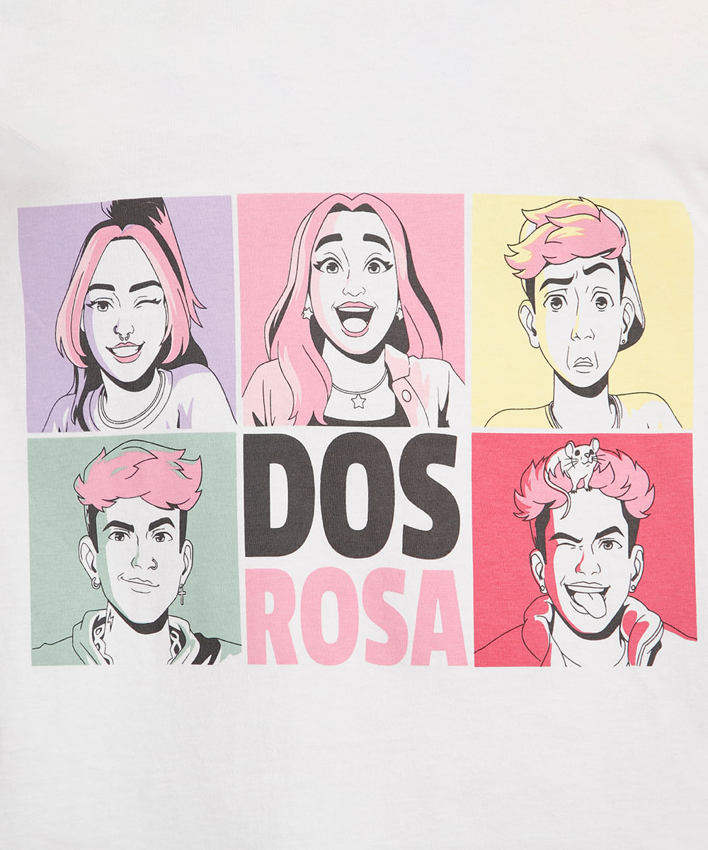 blusa infantil de algodão dos rosa off white