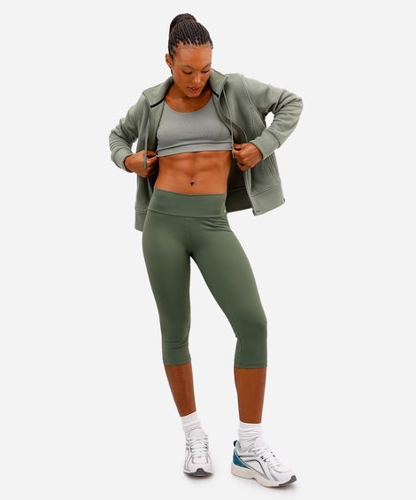 calça corsário básica cós largo esportiva verde