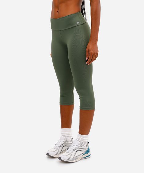 calça corsário básica cós largo esportiva verde