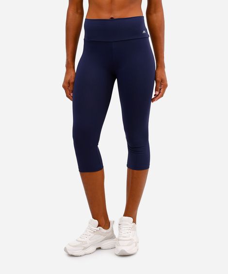 calça corsário básica cós largo esportiva azul