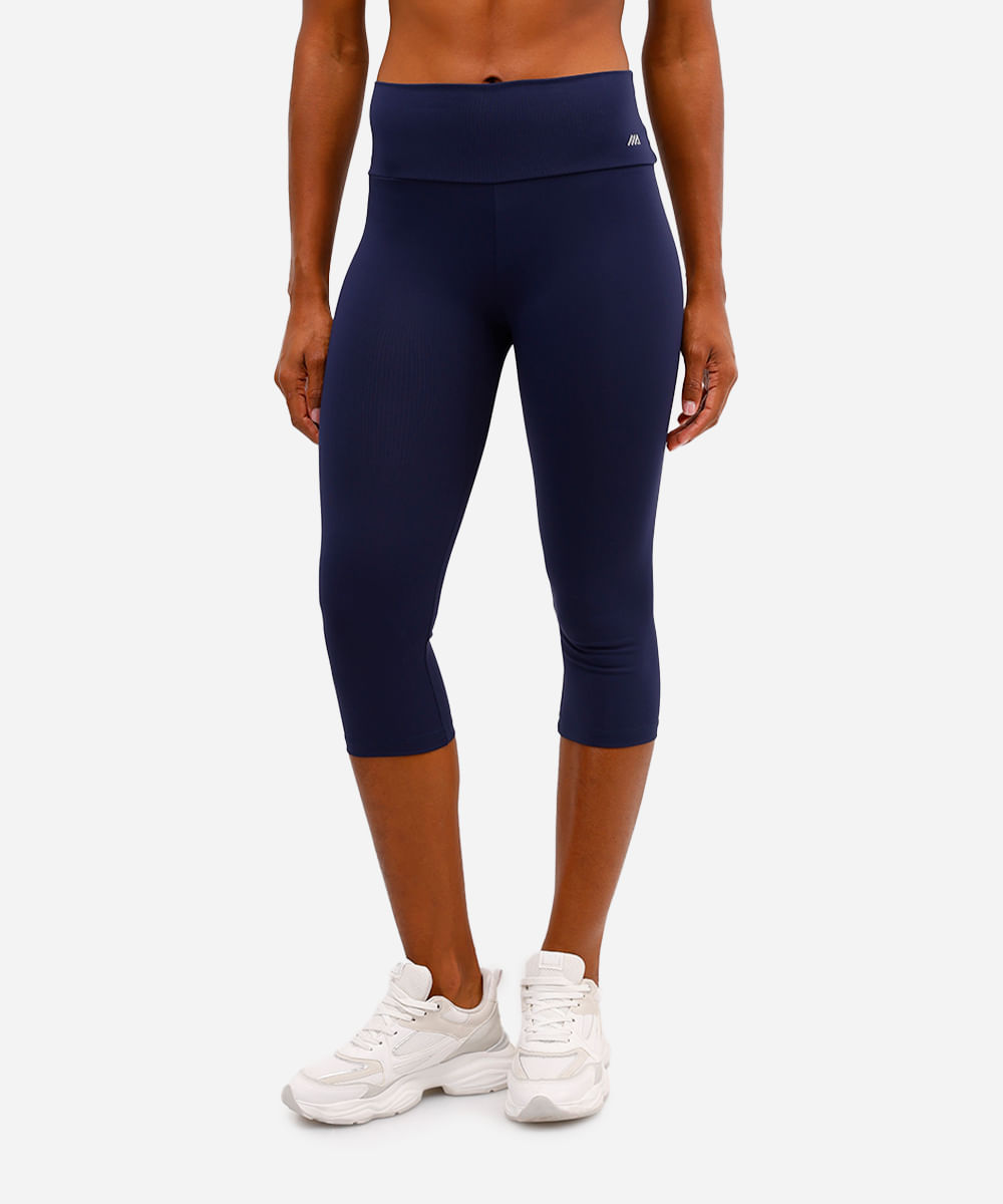 calça corsário básica cós largo esportiva azul