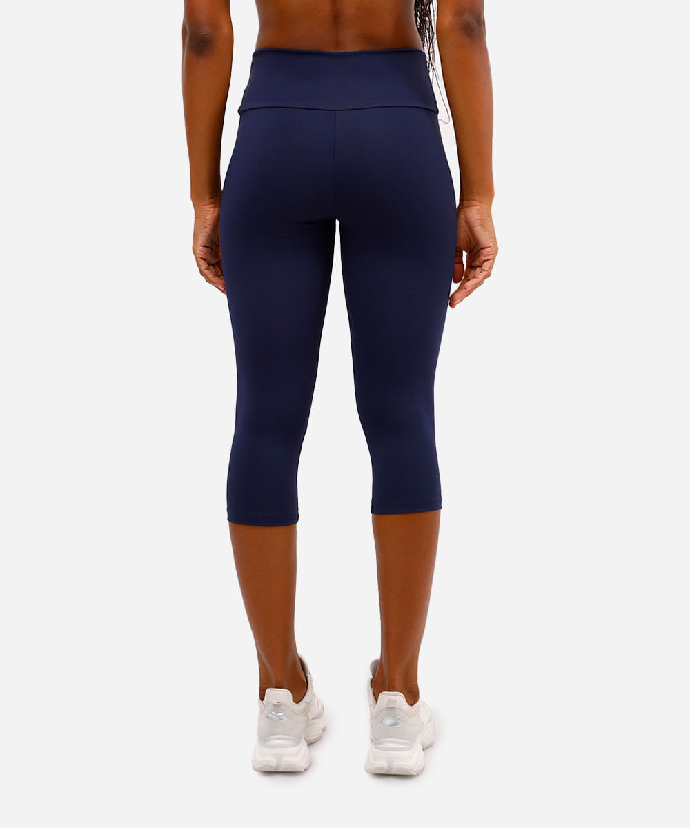 calça corsário básica cós largo esportiva azul