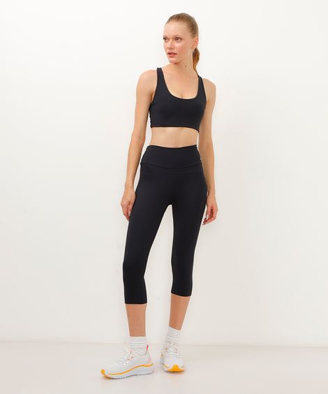 calça corsário básica cós largo esportiva preta