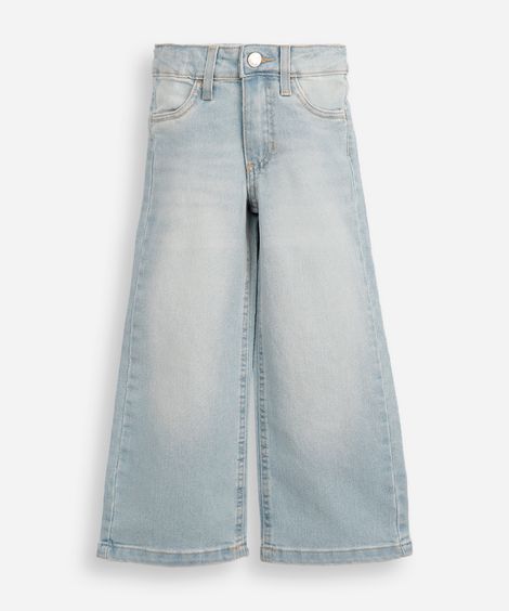 calça wide leg infantil jeans azul