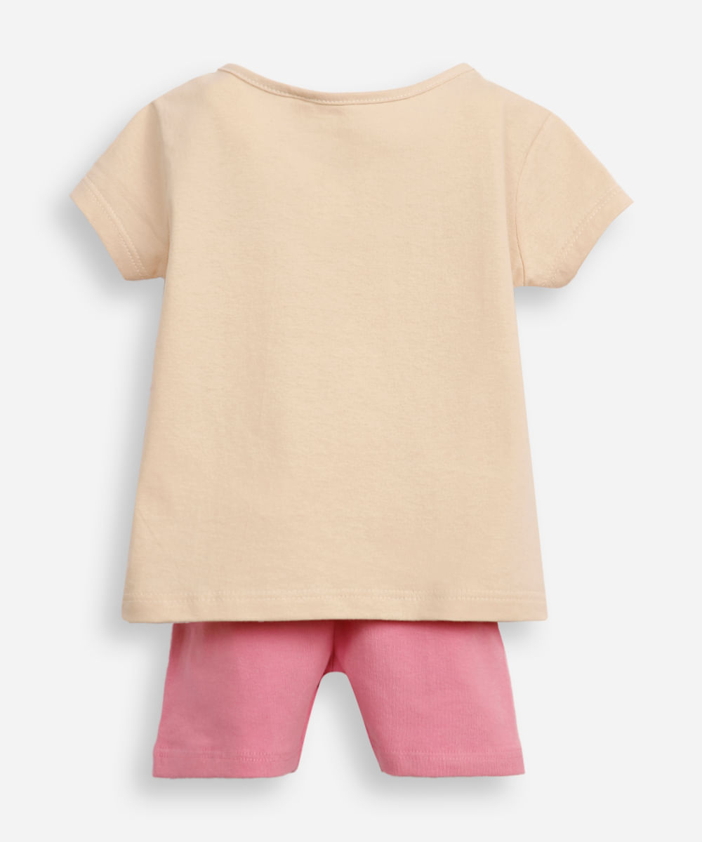 conjunto curto infantil de algodão patrulha canina bege