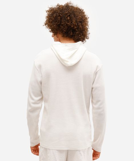 blusa masculina com capuz texturizada off white