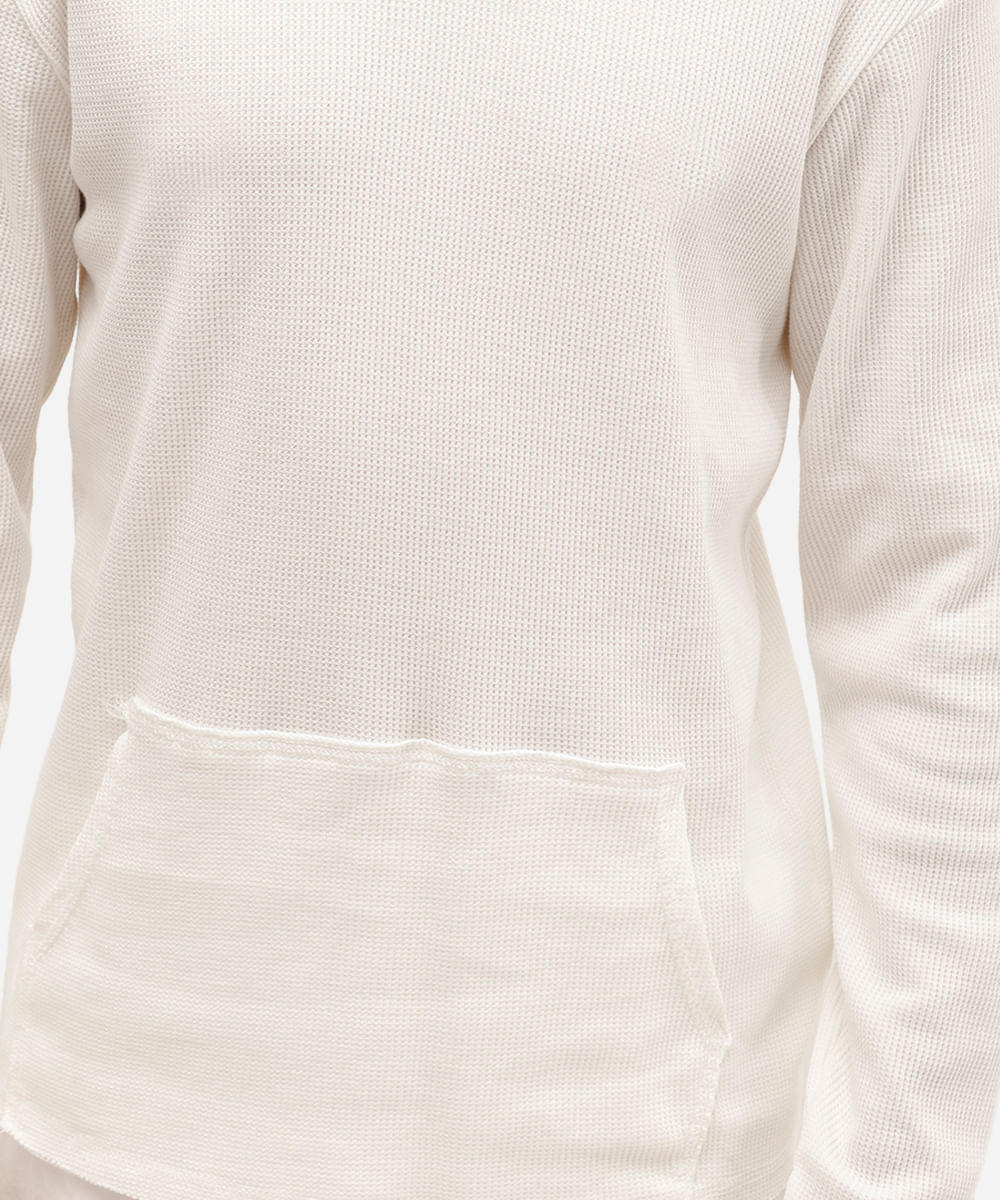 blusa masculina com capuz texturizada off white