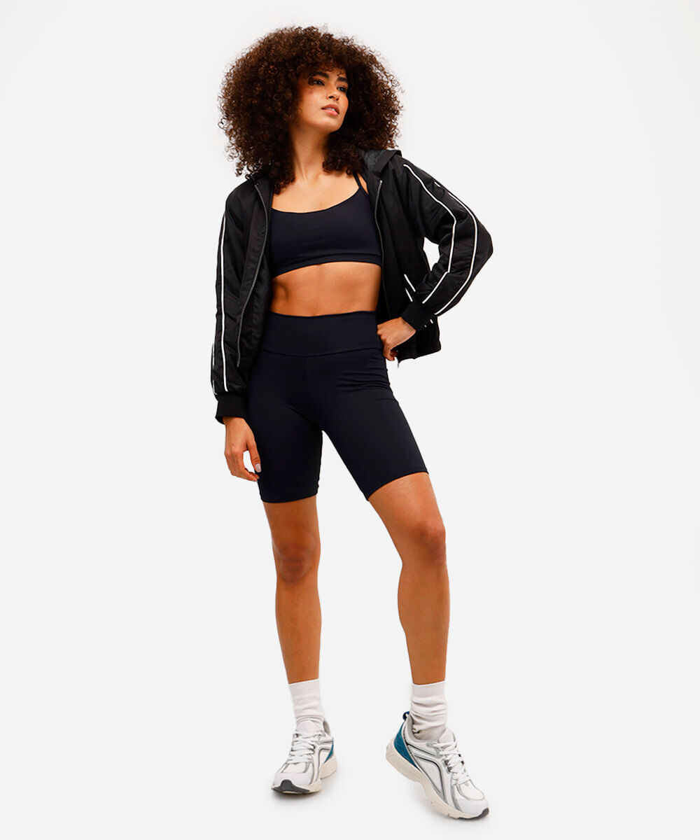 bermuda biker feminina esportiva preta