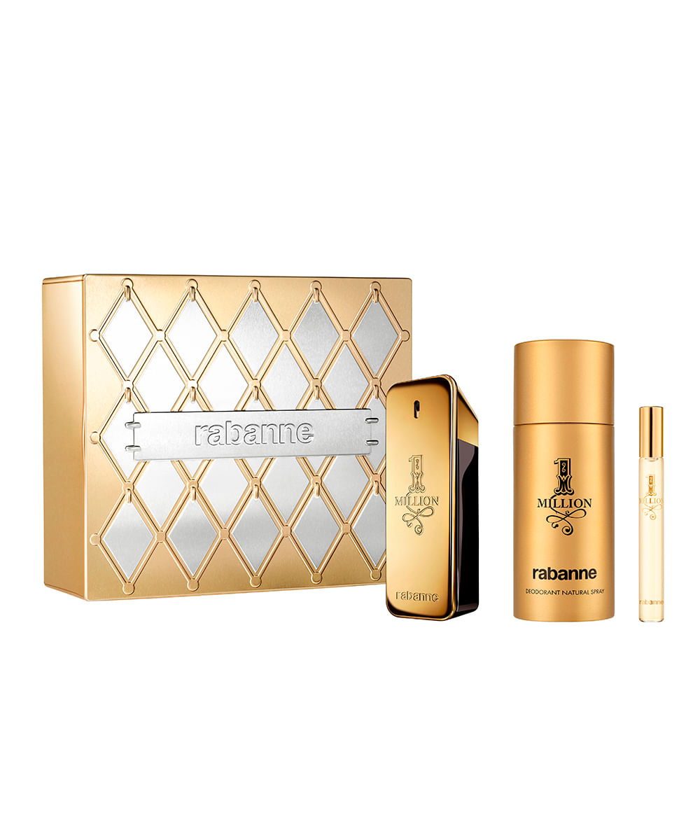 kit masculino rabanne 1 million edt deo 150ml e edt 10ml