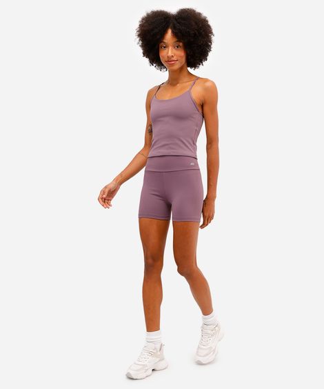 bermuda feminina de poliamida básica curta esportiva roxa