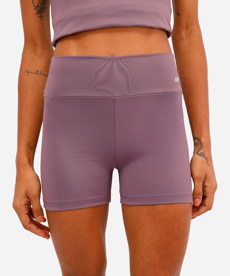 bermuda feminina de poliamida básica curta esportiva roxa