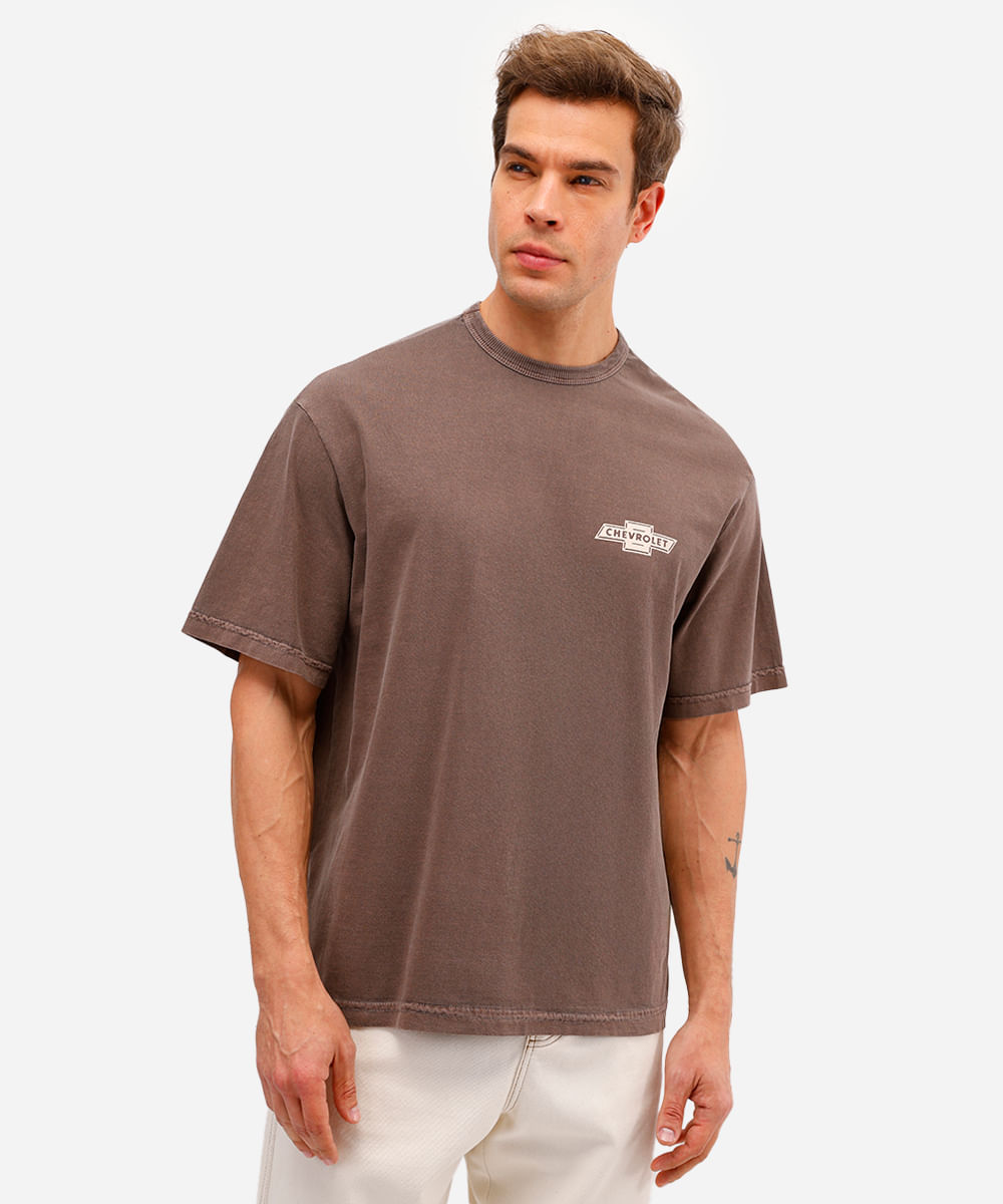 camiseta masculina de algodão chevrolet opala marrom