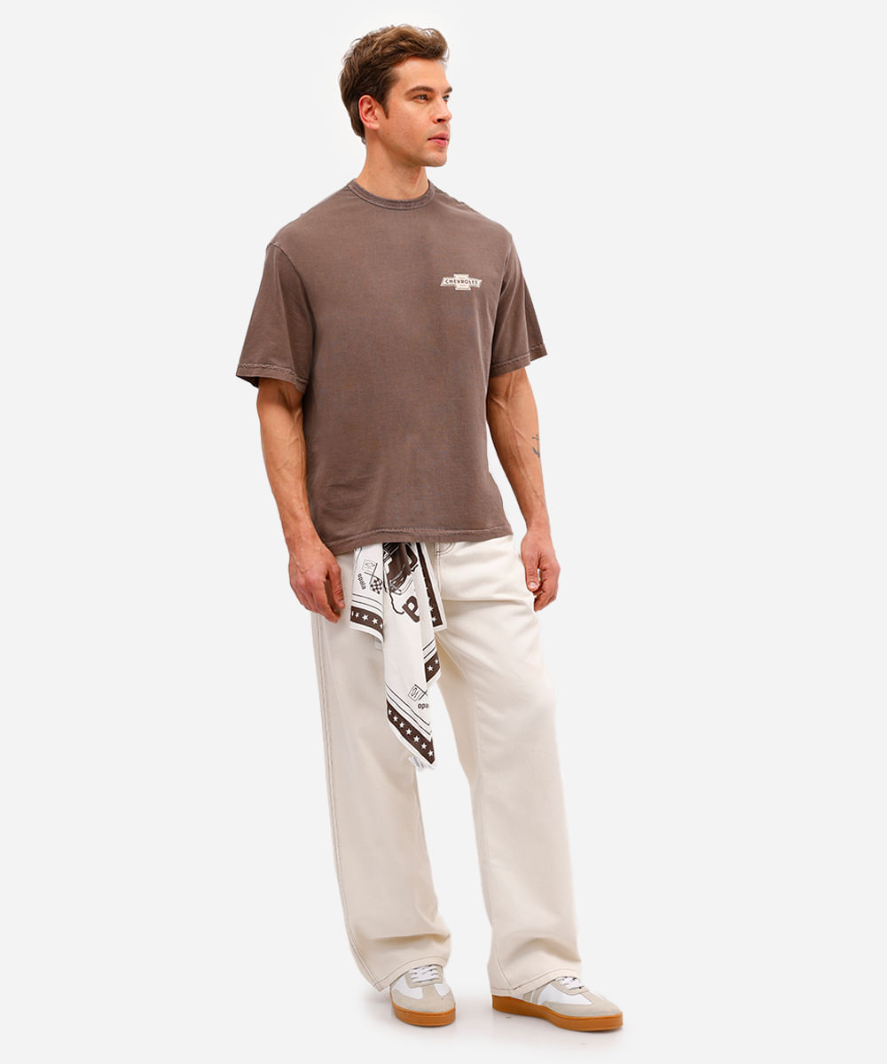 camiseta masculina de algodão chevrolet opala marrom